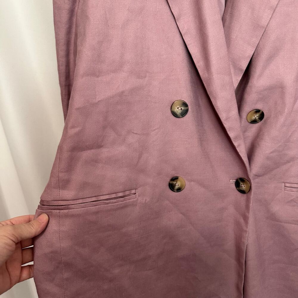 NWT Anthropologie‎ Maeve Double Breasted Linen Blazer Lilac Sz 12 Modern Career - Picture 5 of 11